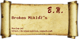 Brokes Miklós névjegykártya